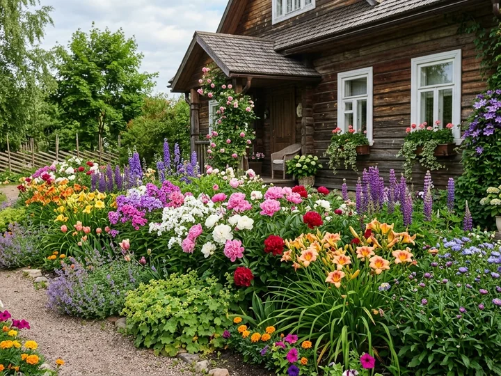 Клумба непрерывного цветения фото